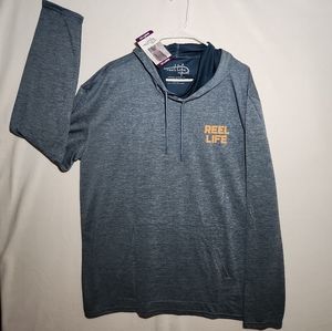 NTW Reel Life Fishing Long Sleeve Performance Poly Pullover Hoodie ShirtMen XXL.